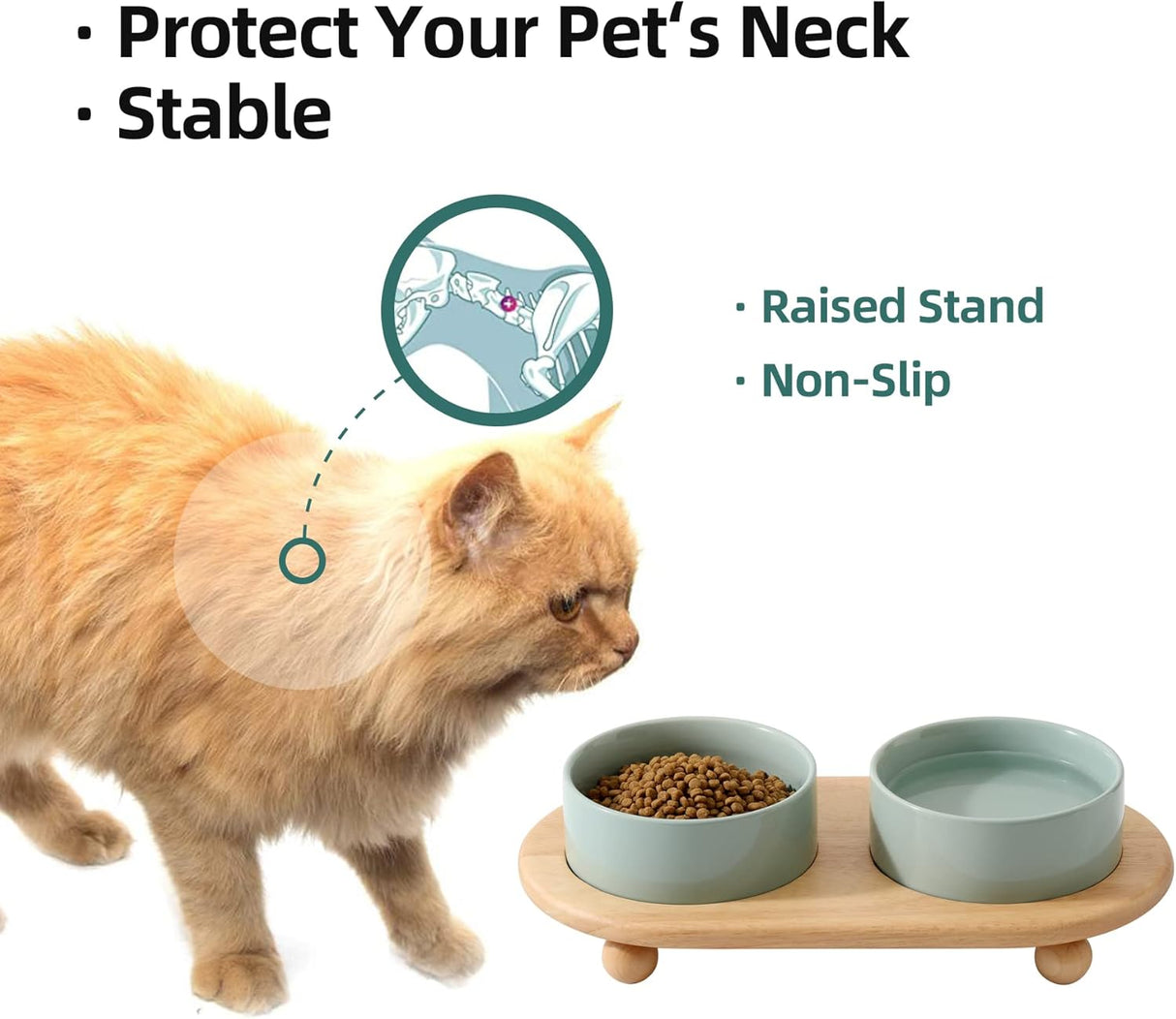 Havniva Cuenco elevado de cerámica plato elevado para gatos
