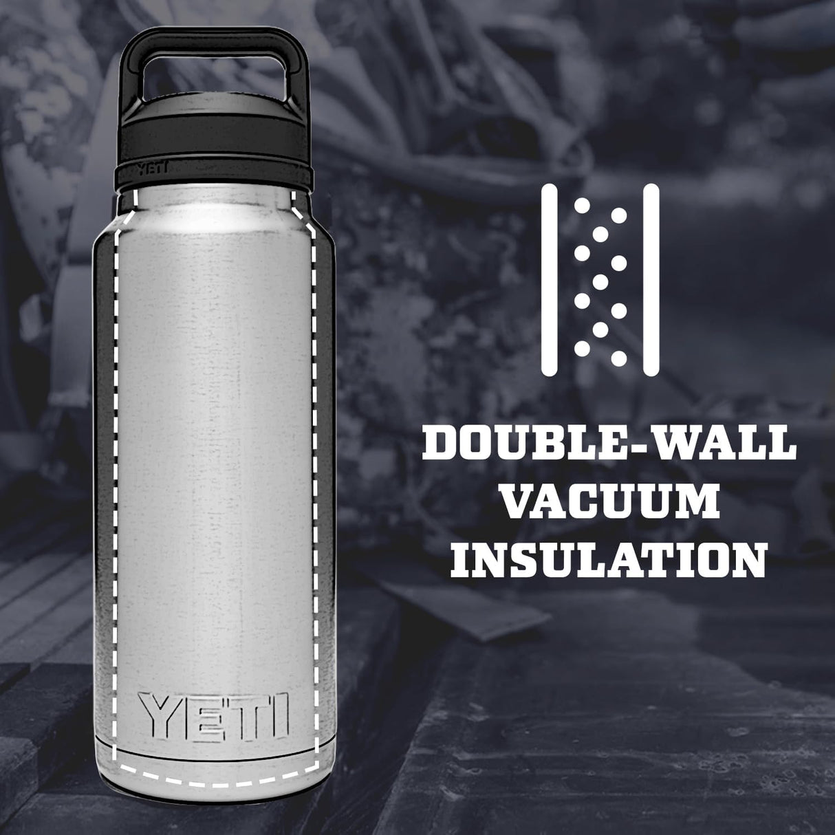 Botella YETI Rambler 46 oz, Acero Inoxidable, Aislada al Vacío