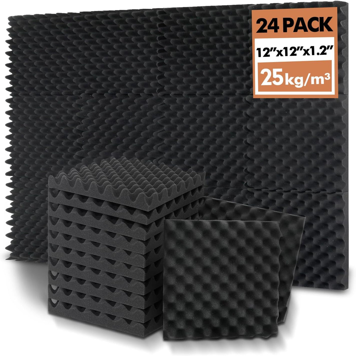 Paneles Acústicos 24 Pack, Espuma Absorbente 12x12x1.2 Pulgadas