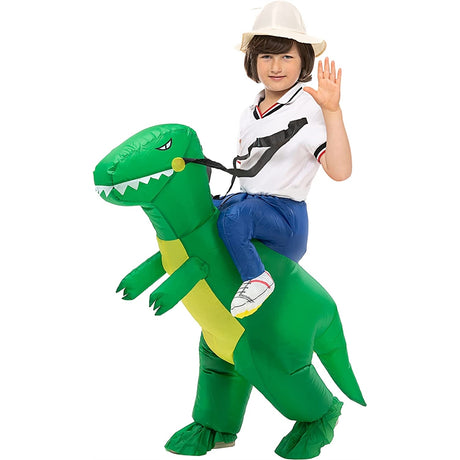 Disfraces inflable de dinosaurio verde talla unica
