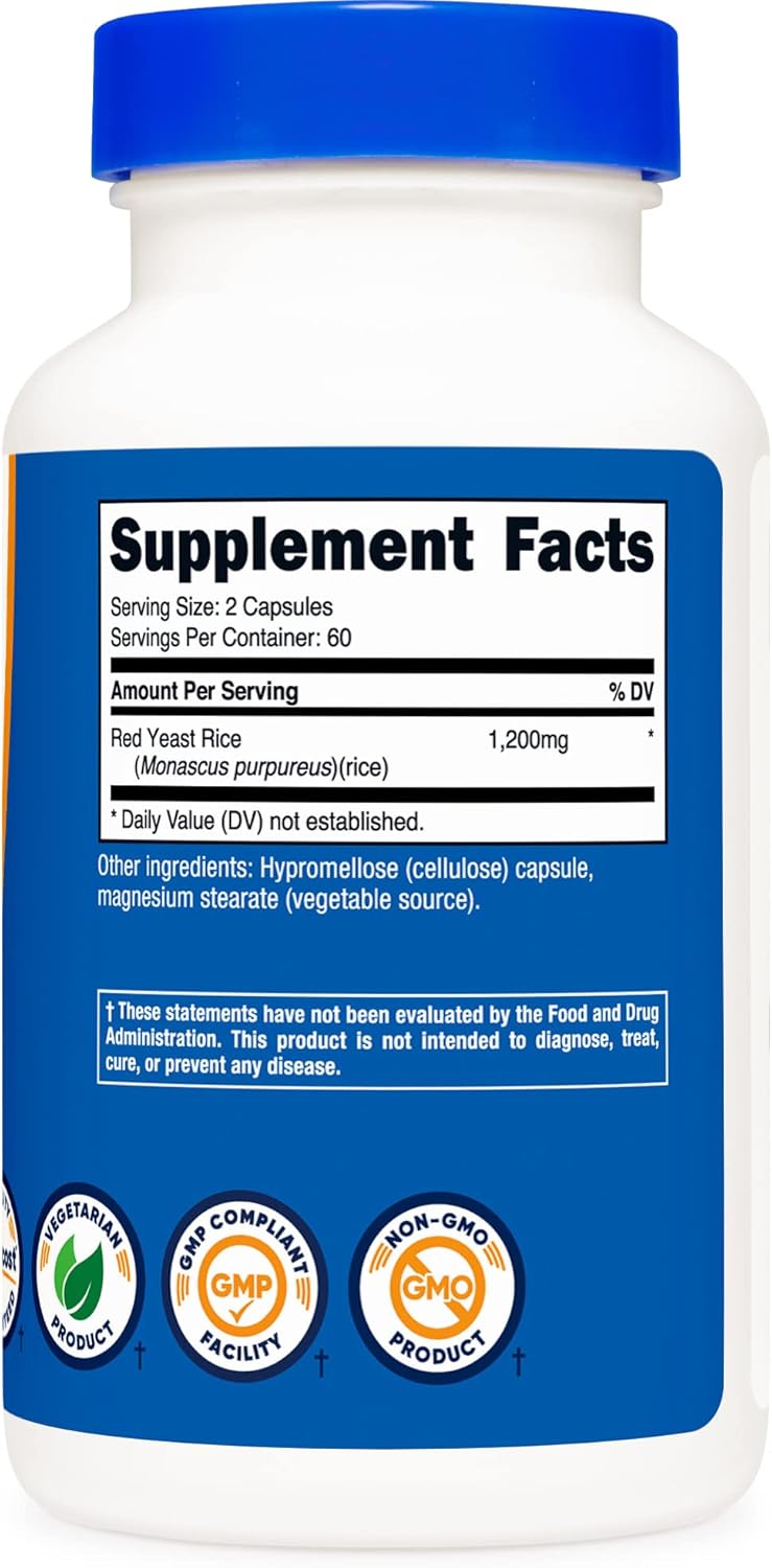 Suplemento Nutricost Arroz de levadura roja 1200 mg, 120 cáp