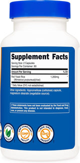 Suplemento Nutricost Arroz de levadura roja 1200 mg, 120 cáp