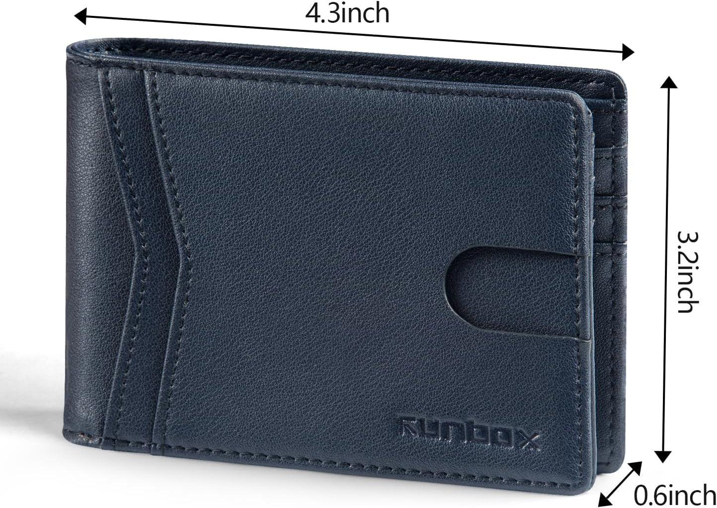 Billetera RUNBOX para Hombre RFID, 2 Ventanas ID, Slim, Regalo