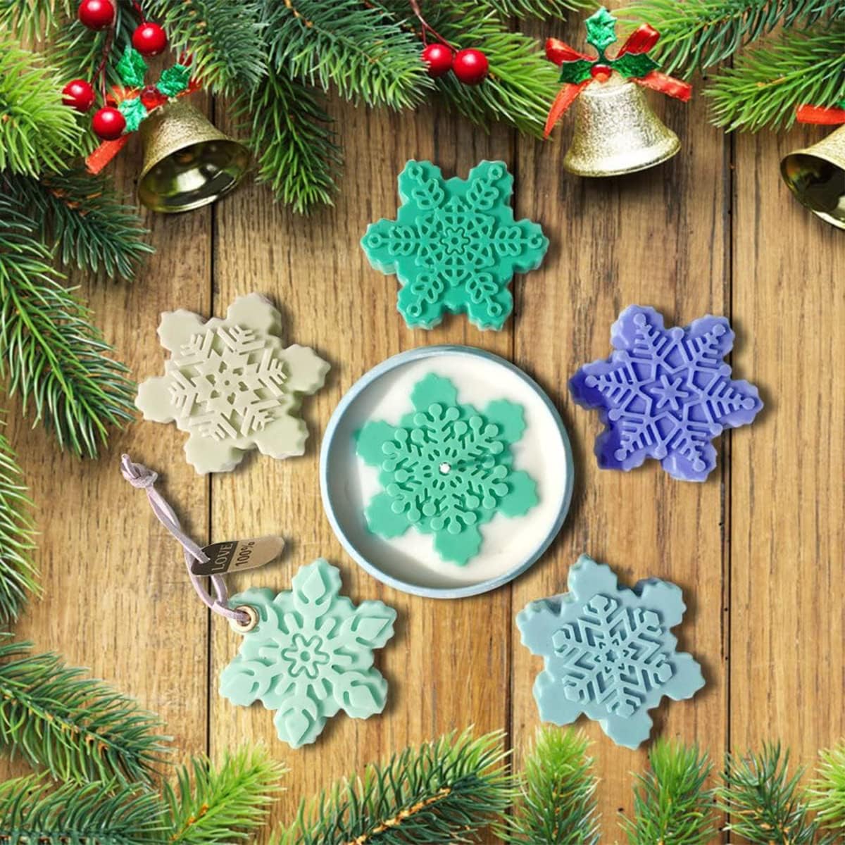 Moldes de silicona copo de nieve, 2 piezas, para galletas