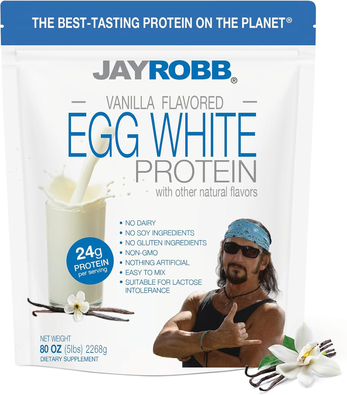 Proteína de clara de huevo JayRobb, baja en carb, keto, 80 oz