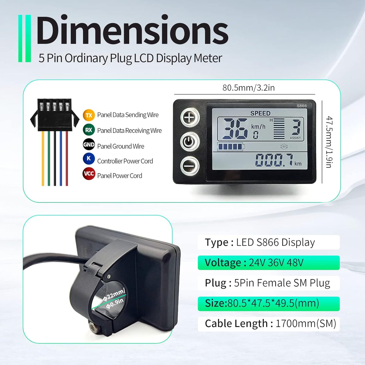 Kit de Conversión EBike 1000W, Controlador Brushless 30A, S866