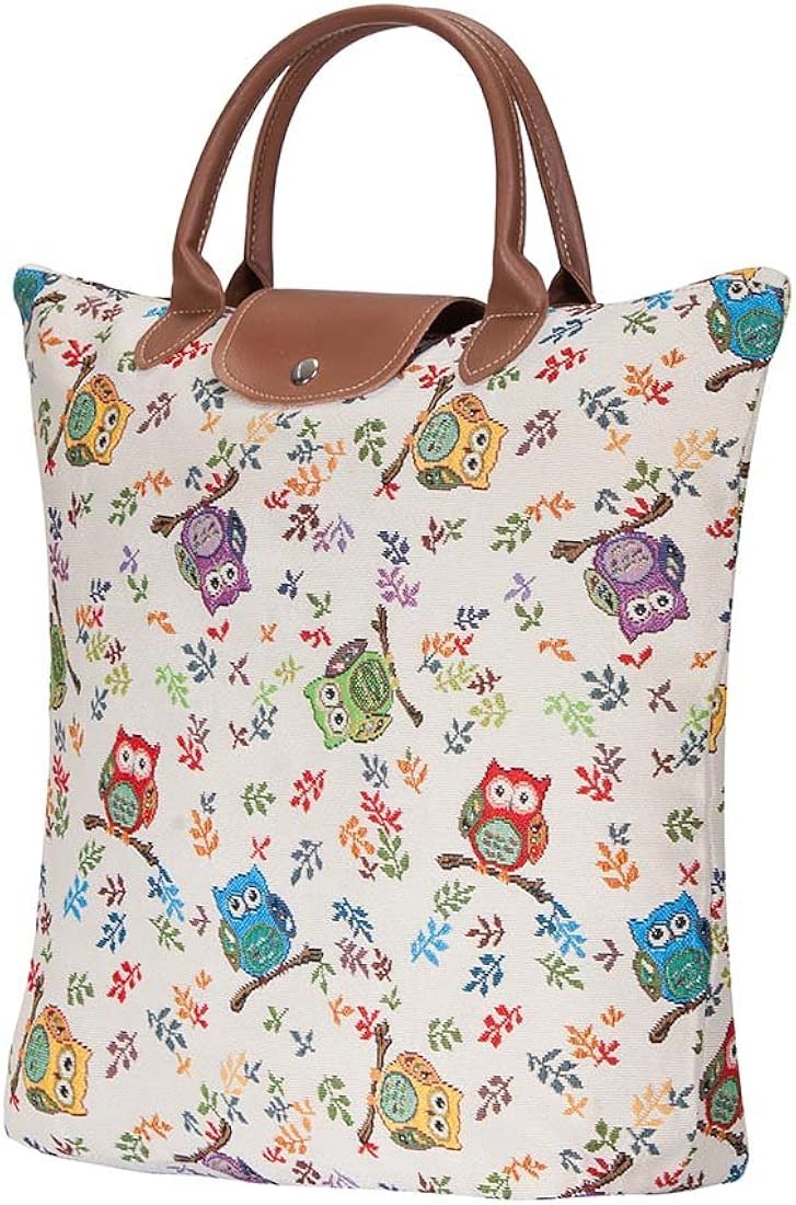 Bolsa Signare rectangular con diseño buhos y flores