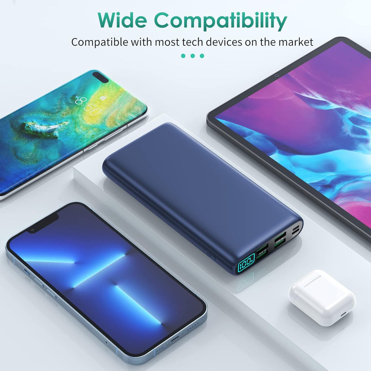 Cargador portátil de 38800 mAh pantalla LCD azul