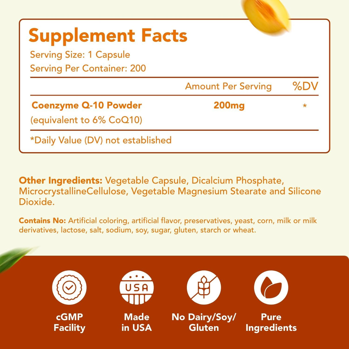 Coenzima Q10 200mg Suplemento Antioxidante y Energía, 200 cápsulas