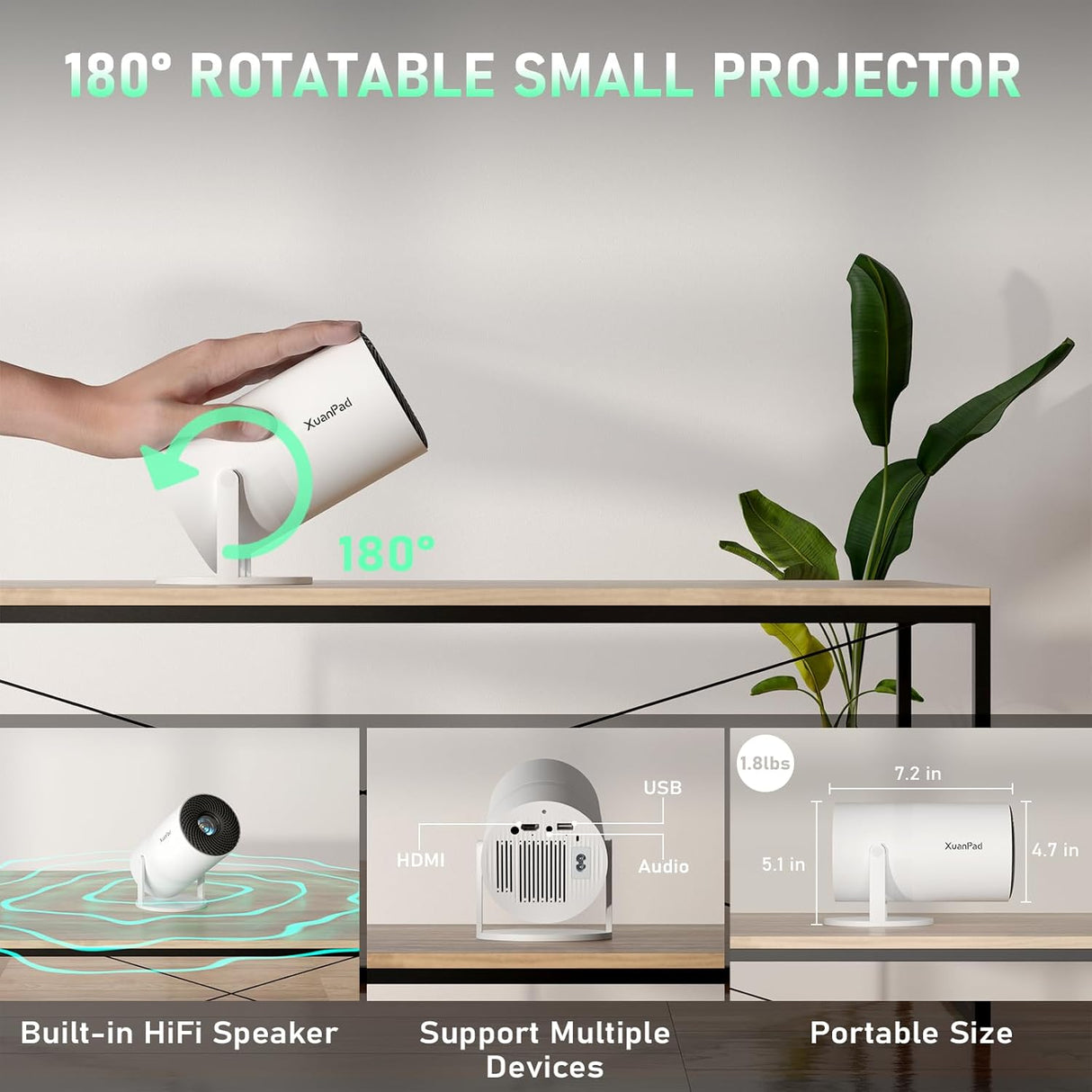 Proyector Mini XuanPad, Android, WiFi 6, FULL HD 1080P