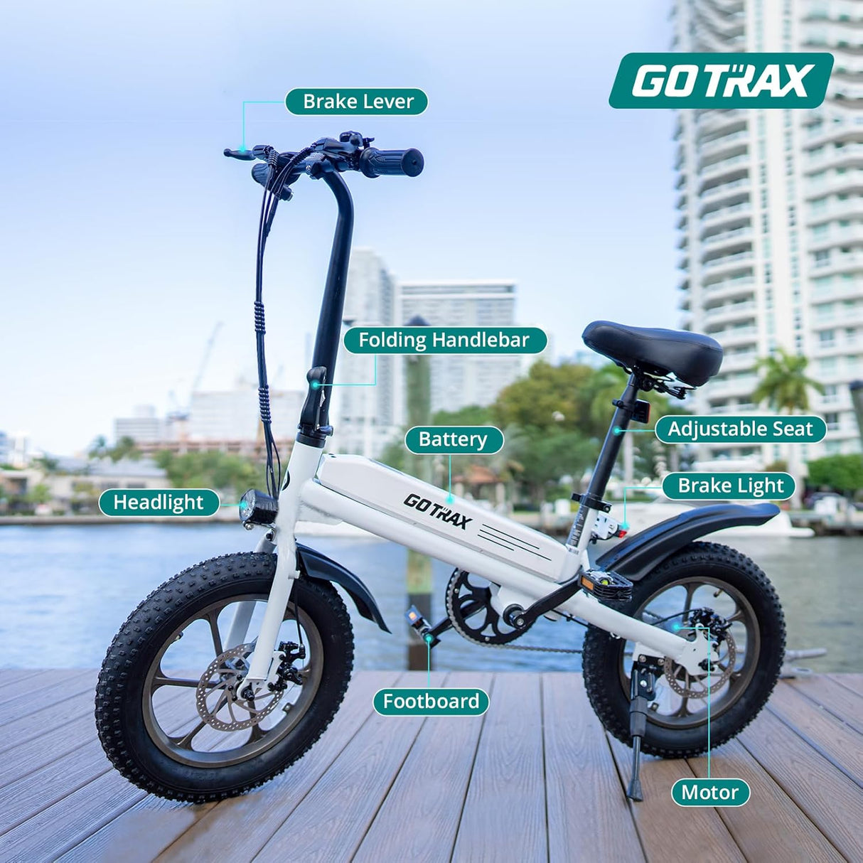 Bicicleta Eléctrica Gotrax S3, 750W, 25 millas, Plegable