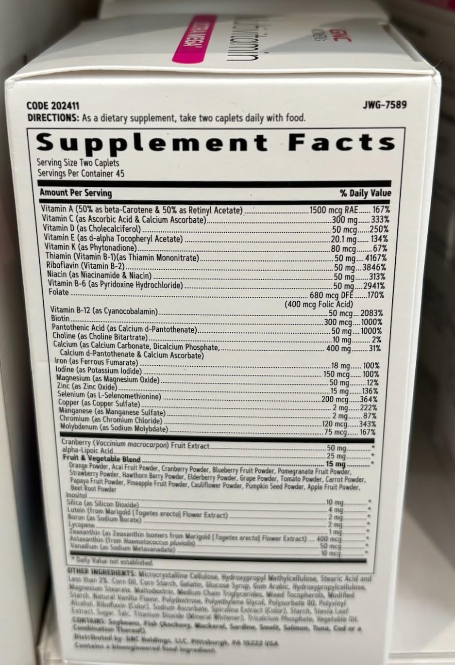 Suplemento Multivitamínico Ultra Mega para Mujer Liberación