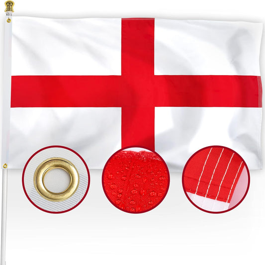 XIFAN Bandera de Inglaterra de nailon de alta calidad de 3 x 5 pulgadas, para exteriores, doble cara, resistente de nailon 210D, bandera de San Jorge, con rayas cosidas, dobladillo de 4 puntadas, ojales de latón