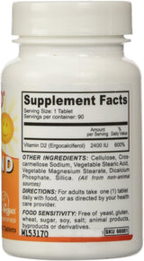 Suplemento  Vitamina D vegana 2400 UI, 90 unidades