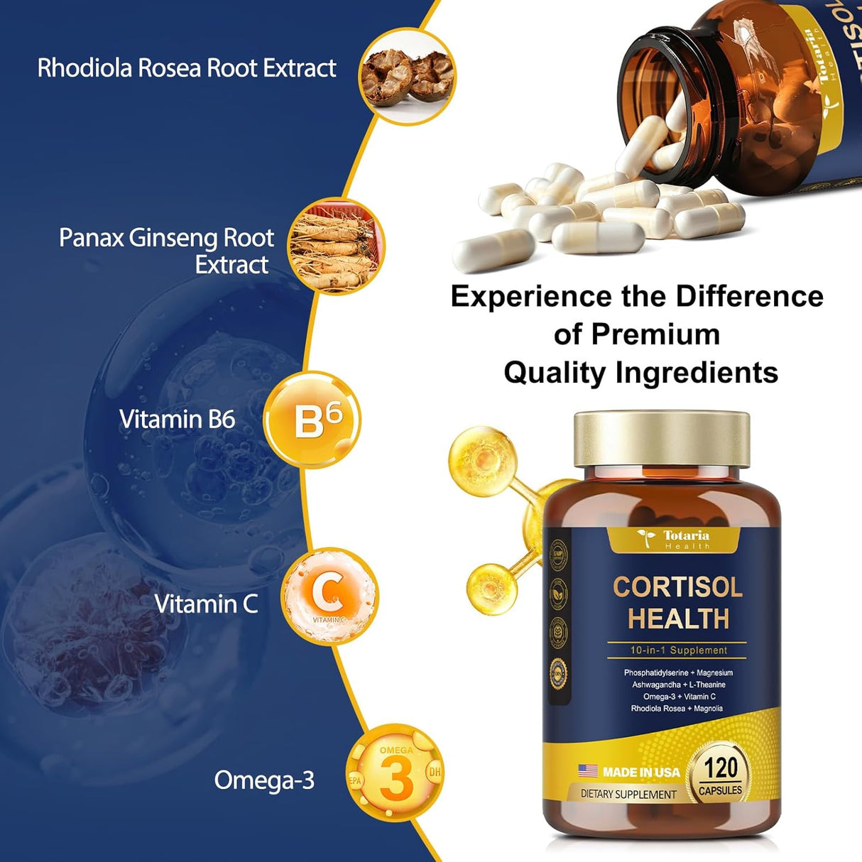 Suplemento de Cortisol, Marca XYZ, 120 Cápsulas Veganas