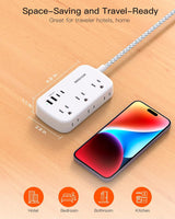 Cable de extensión plano, regleta de alimentación de enchufe