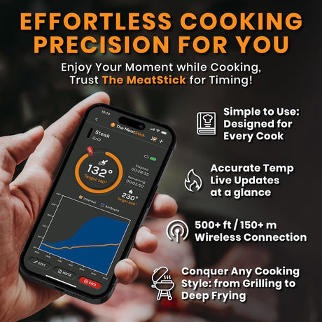 Termómetro de carne inalámbrico MeatStick X, 501ft+ alcance