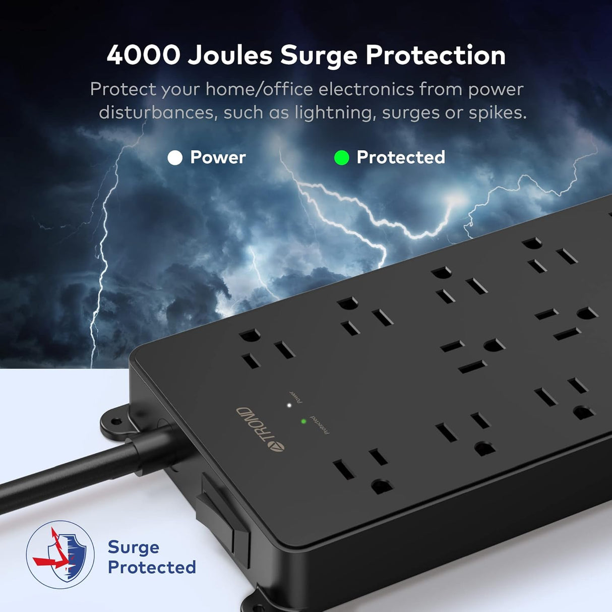 TROND Regleta protectora contra sobretensiones, 4000J