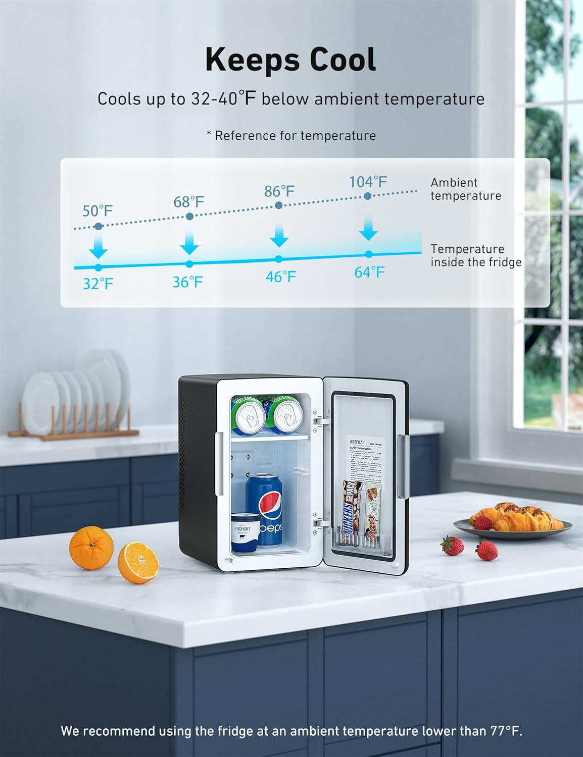 Mini Nevera AstroAI 2.0, 6 Litros, Portátil, Cooler y Calentador