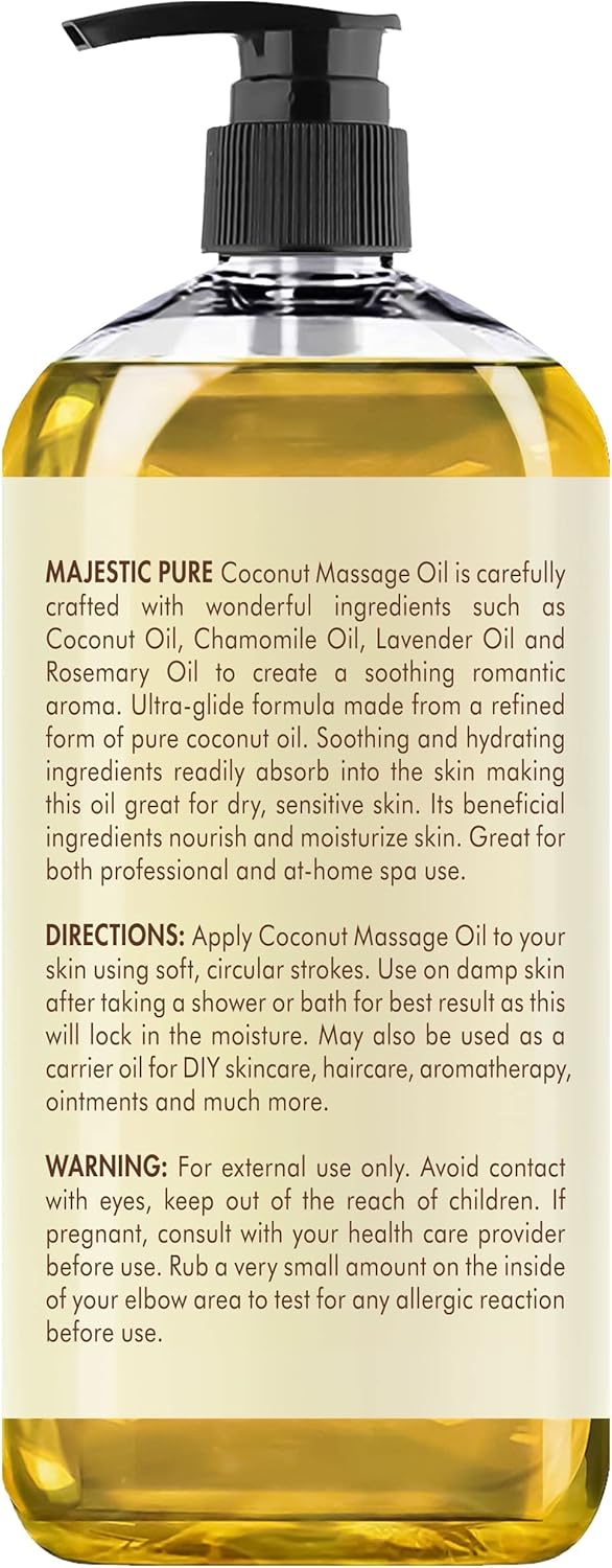 Aceite de masaje de coco con aroma calmante MAJESTIC PURE