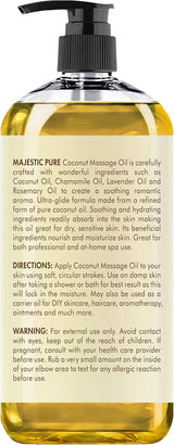 Aceite de masaje de coco con aroma calmante MAJESTIC PURE