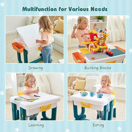 Juego de mesa y silla 5 en 1 para niños de bloques Costzon