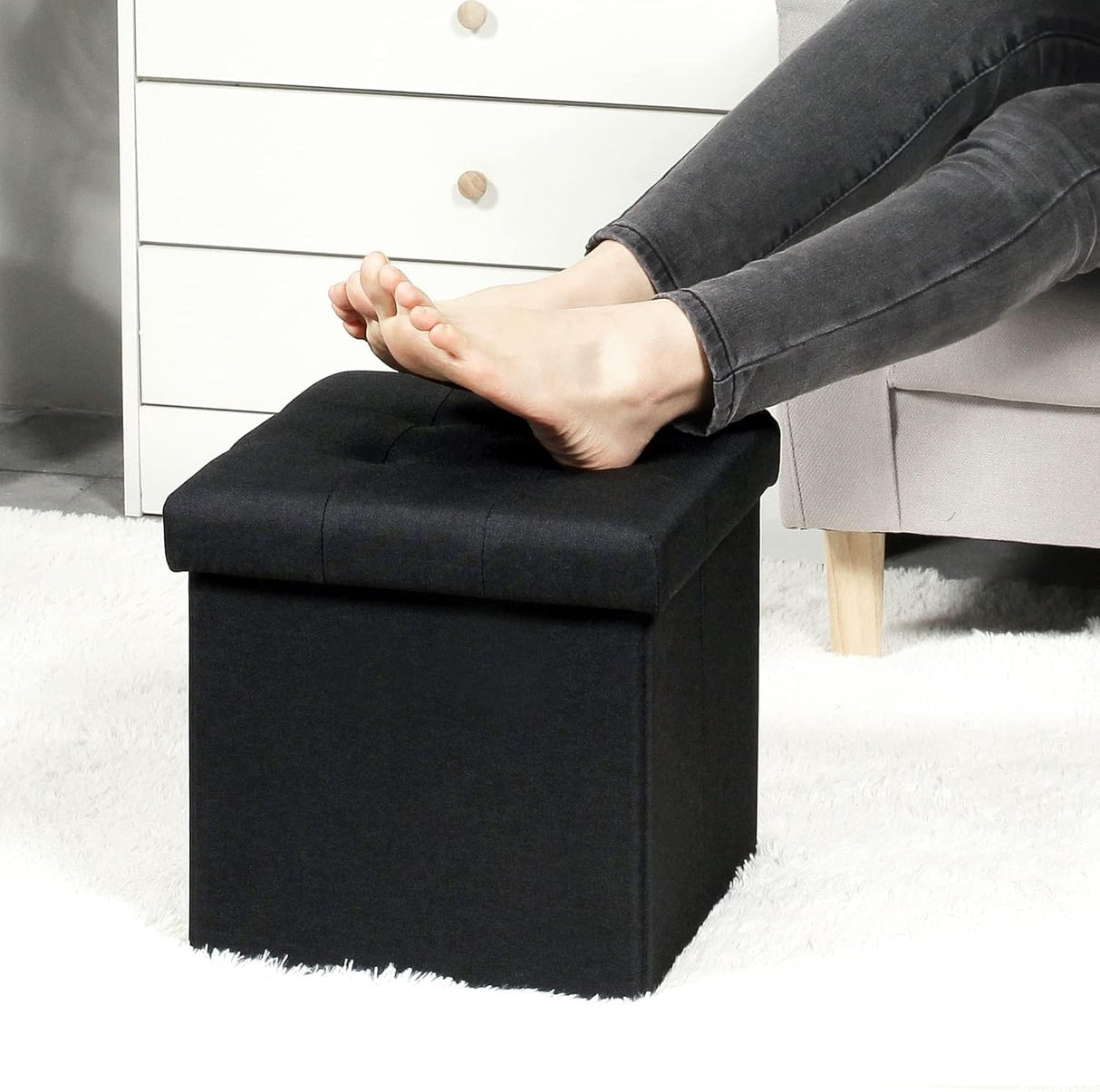 Otoman de Almacenamiento Plegable, Cubo, 12.6" X 12.6" X 12.6