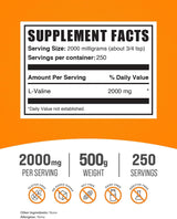 L-Valina en Polvo de BulkSupplements, BCAA, Sin Gluten 500g