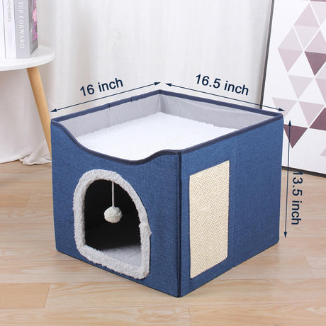 Cueva para Gatos, Marca XYZ, Casa Cubo con Rascador y Tienda