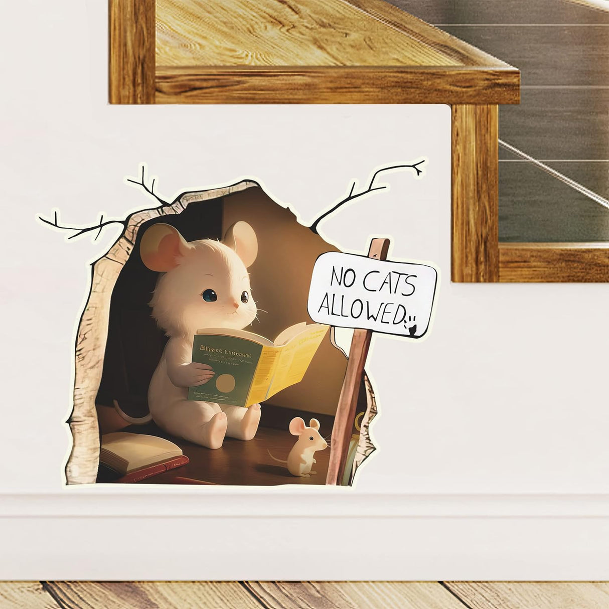 Sticker 3D Ratoncito, Arte Divertido, Brilla en la Oscuridad