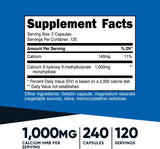 HMB 1000 mg 240 cápsulas, 500 mg/cápsula, 120 porciones