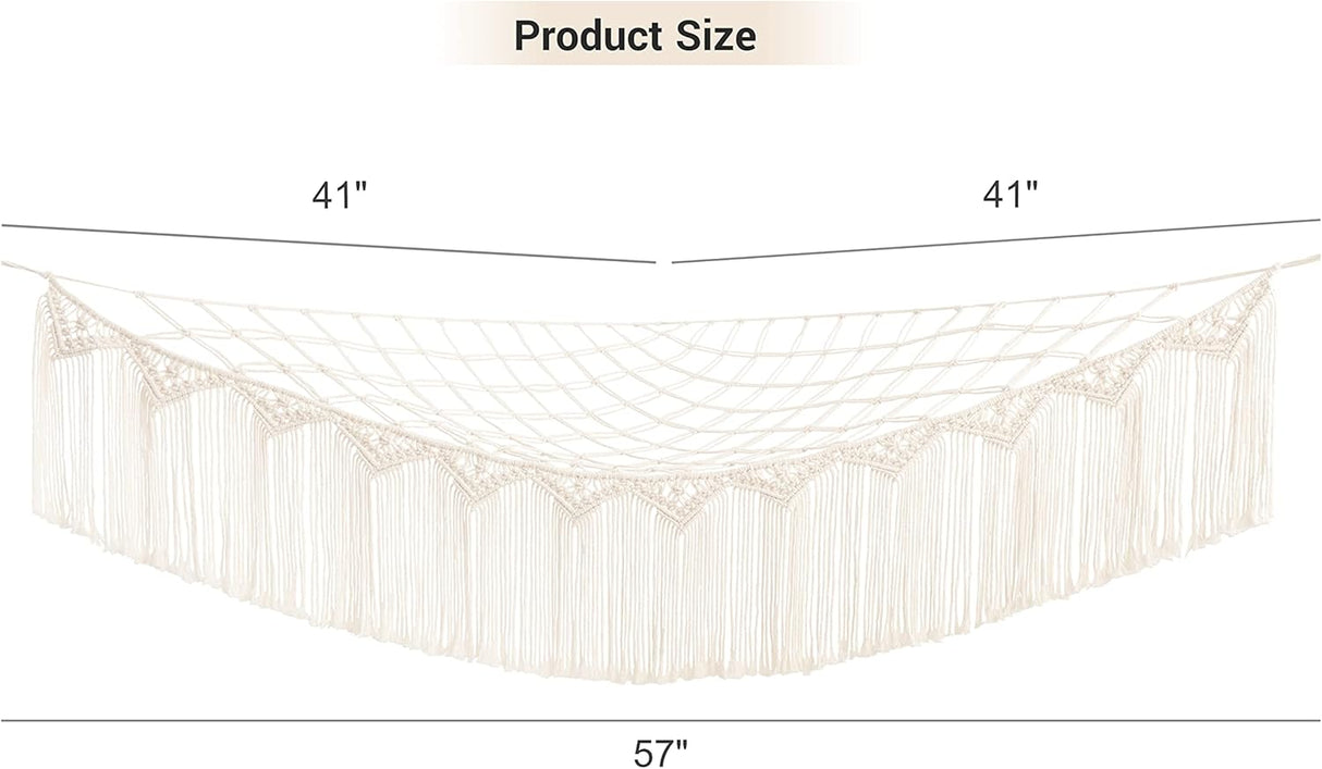Hamaca para peluches Mkono, macramé con borlas, 2 piezas