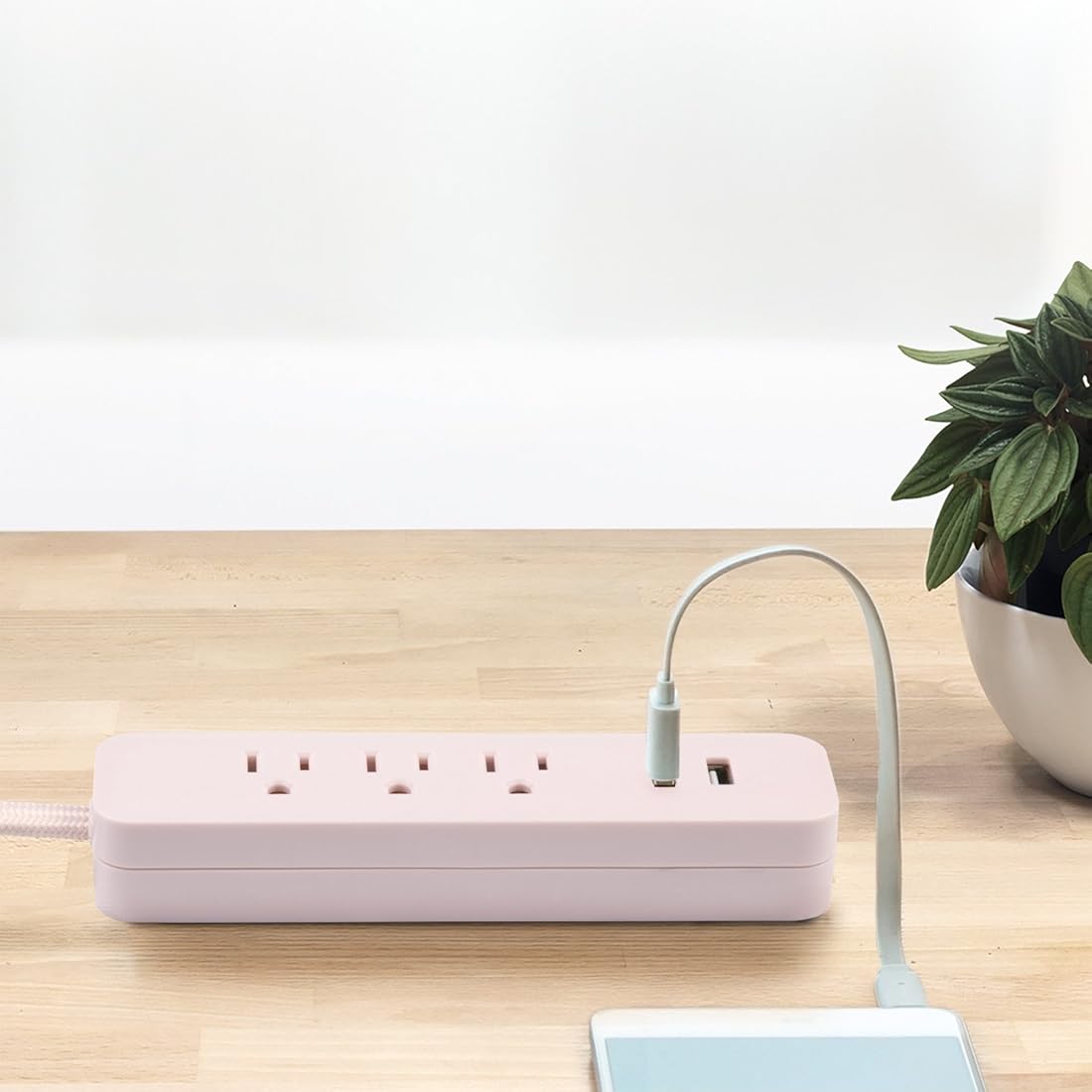 Tira de alimentación de 3 pies y 3 tomas 2 puertos USB