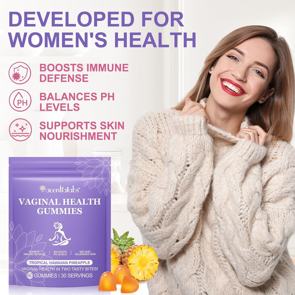 Vital Vaginal Probiotics Gummies, Salud Femenina, 60 unidades