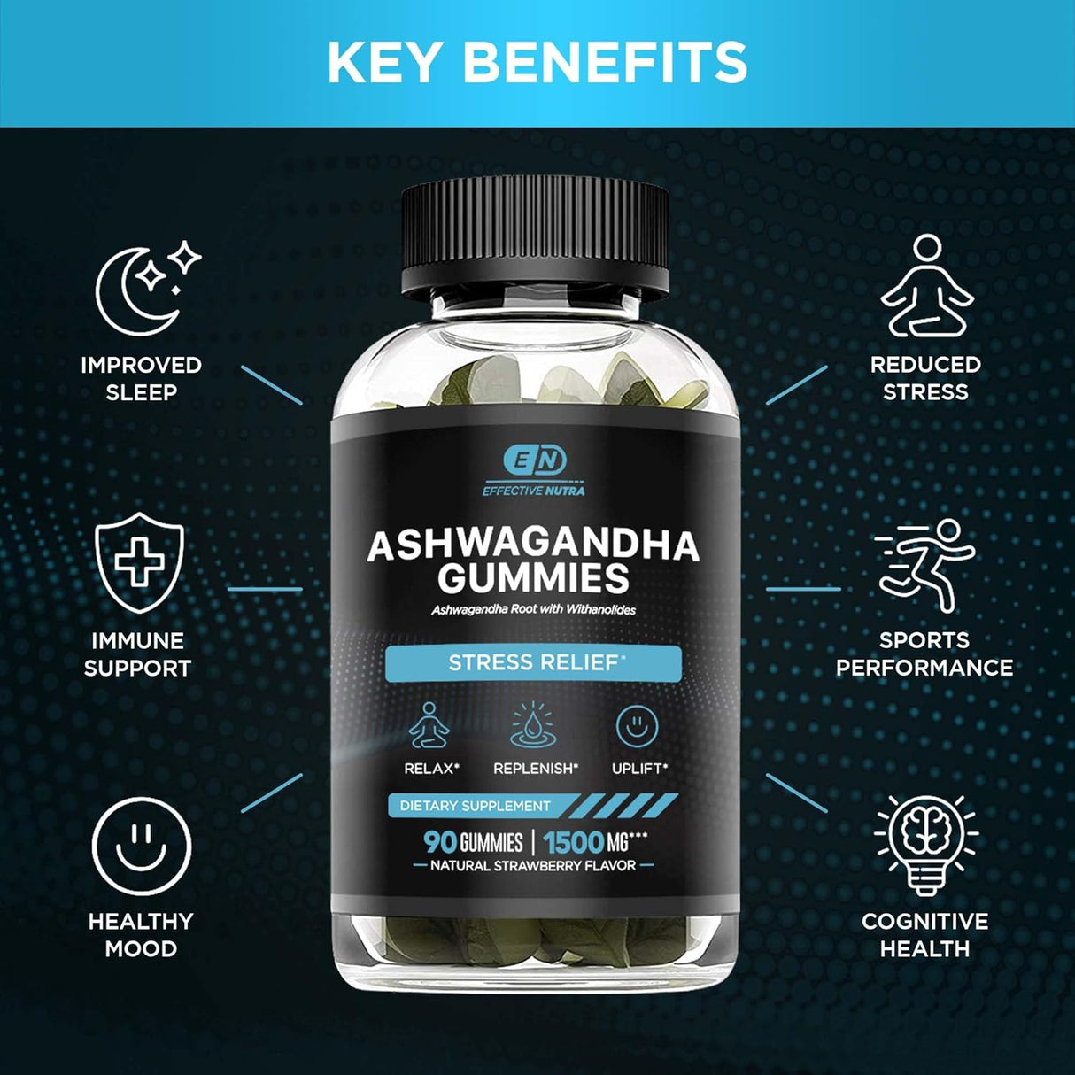 Gomitas de Ashwagandha 1500mg - Suplemento para Estrés y Sueño