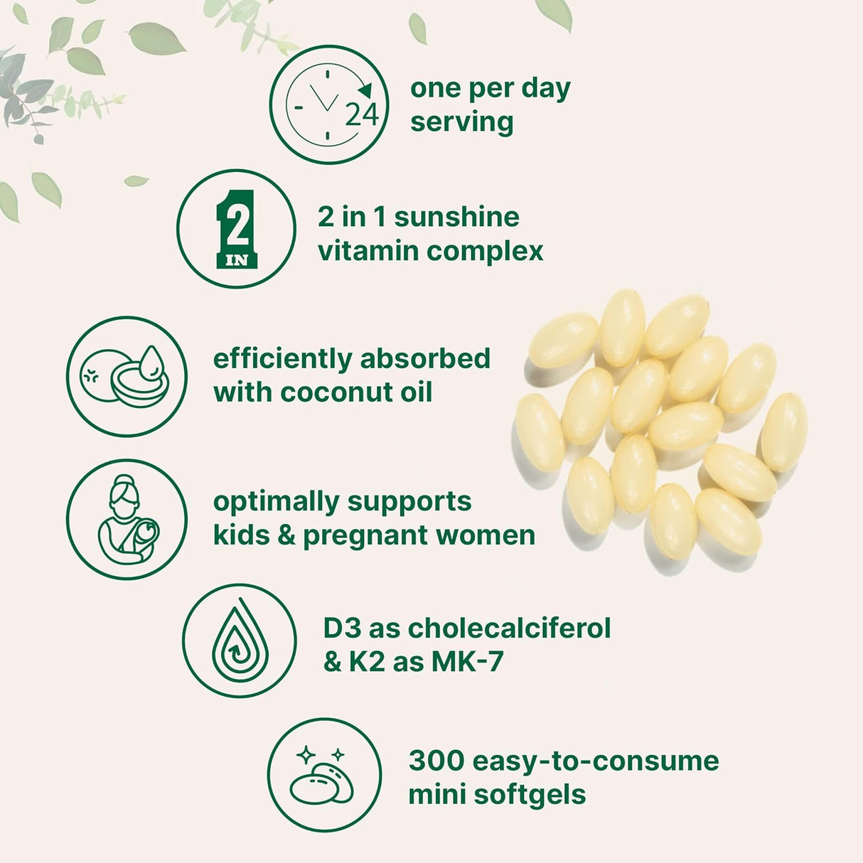 Vitaminas D3 y K2 Micro Ingredients, 300 gelatinas blandas