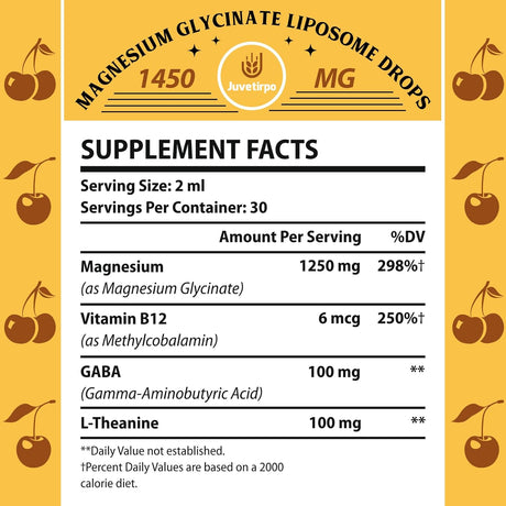 Suplemento Gotas líquidas de glicinato de magnesio  2.04 oz