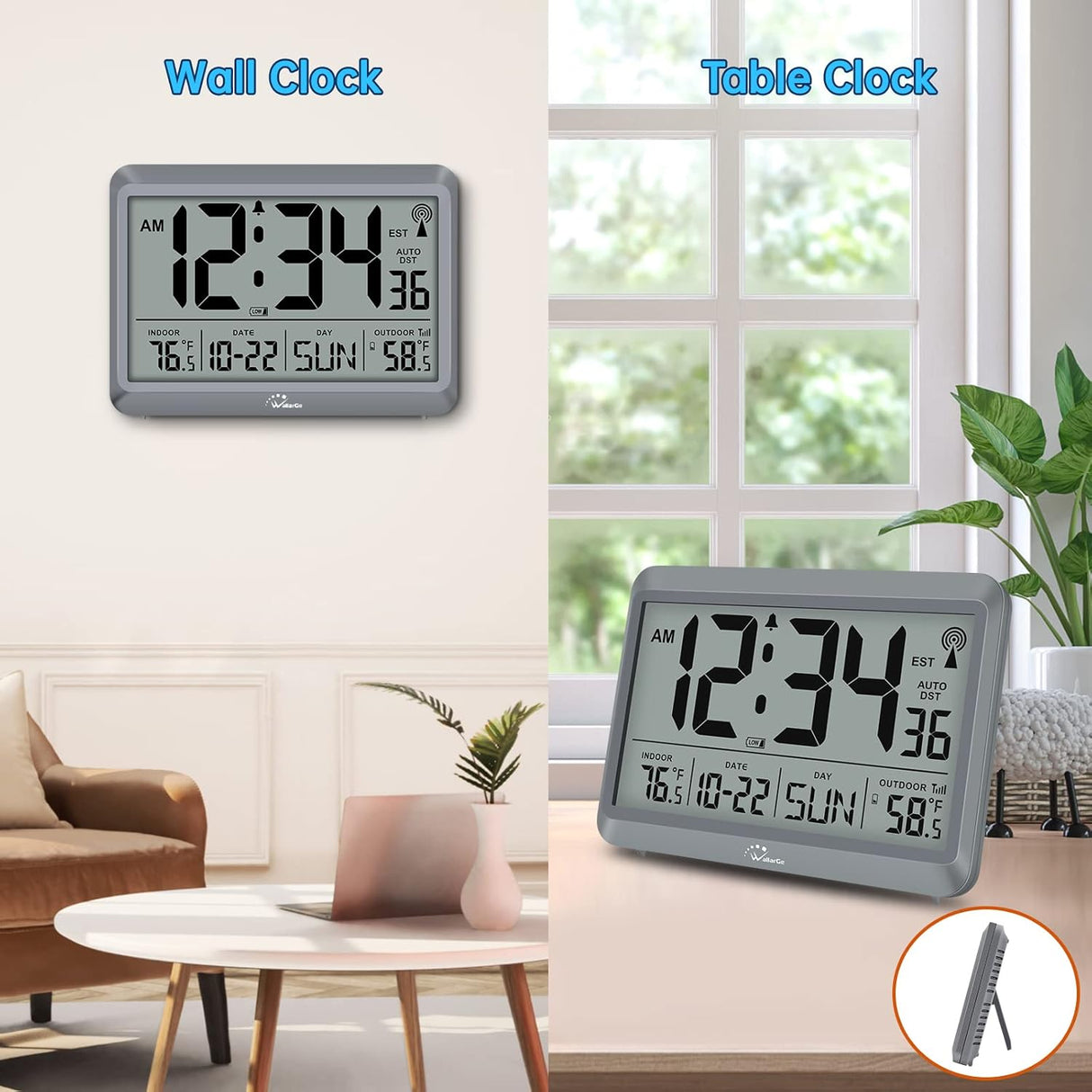 Reloj Atómico Digital con Temperatura y 4 Zonas Horarias