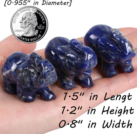 QINJIEJIE Decoración de elefante, cristales de sodalita azul