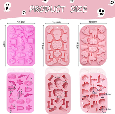 Moldes de Silicona Halloween, 3 Pack, para Chocolate y Repostería