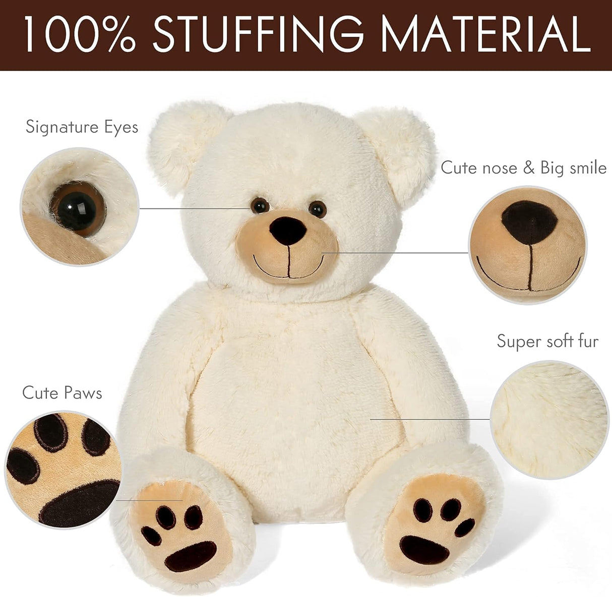 Teddy Bear con Huellas LotFancy - Peluche Regalo para Niños