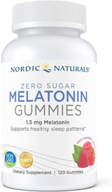 Nordic Naturals Gomitas de melatonina sin azúcar, frambuesa, 120 gomitas de 1.5 mg de melatonina, gran sabor, sueño reparador, soporte antioxidante, sin OMG, veganas, 120 porciones