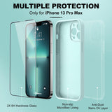 BossKiss Funda compatible con iPhone 13 Pro Max, funda de silicona líquida de alta calidad [tacto aterciopelado] [2 protectores de pantalla de vidrio templado 9H], funda de kit de protección completa a prueba de golpes, color menta