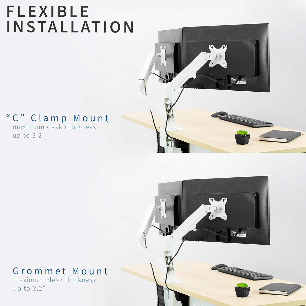 Soporte Doble de Monitor VIVO, Brazo Neumático, STAND-V102OW