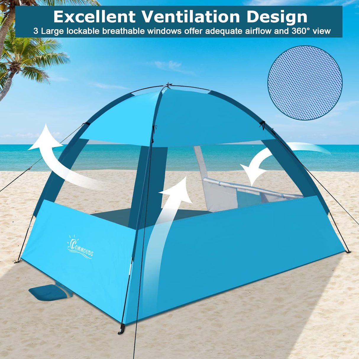 Tienda de Playa con Protección Solar UPF 50+, Ligera y Fácil de Montar