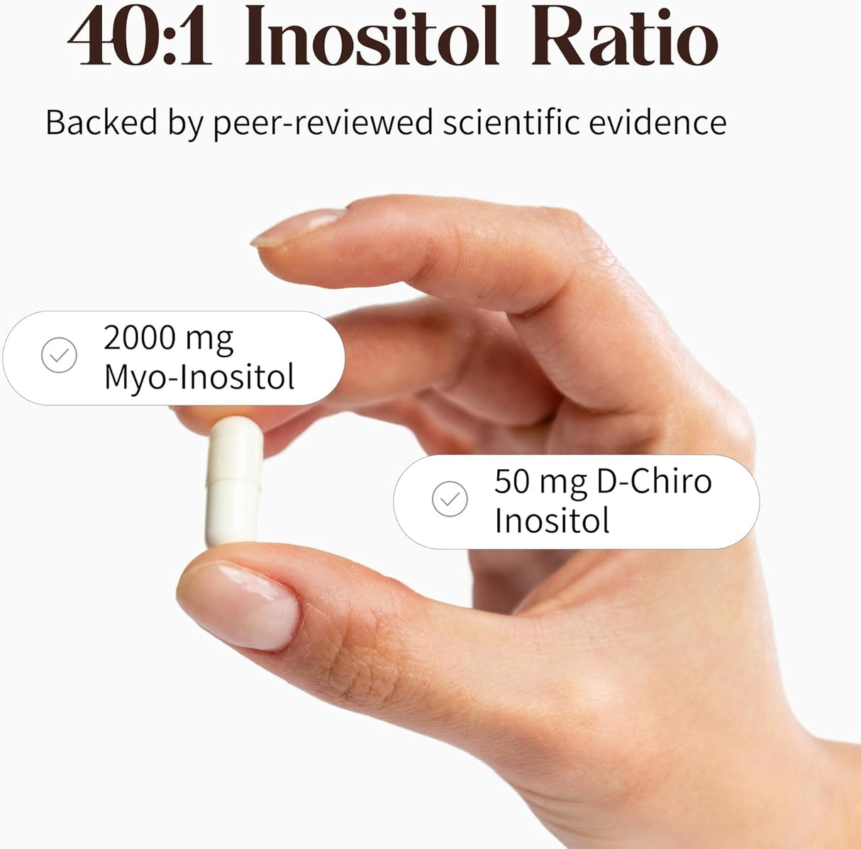 Pure 40:1 Inositol Myo+D-Chiro para Mujeres - Fertilidad y Piel - 3 Botellas