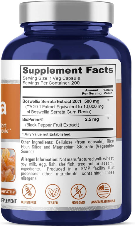 Boswellia Serrata 10,000mg Veggie Caps, Ayurvedic Herb