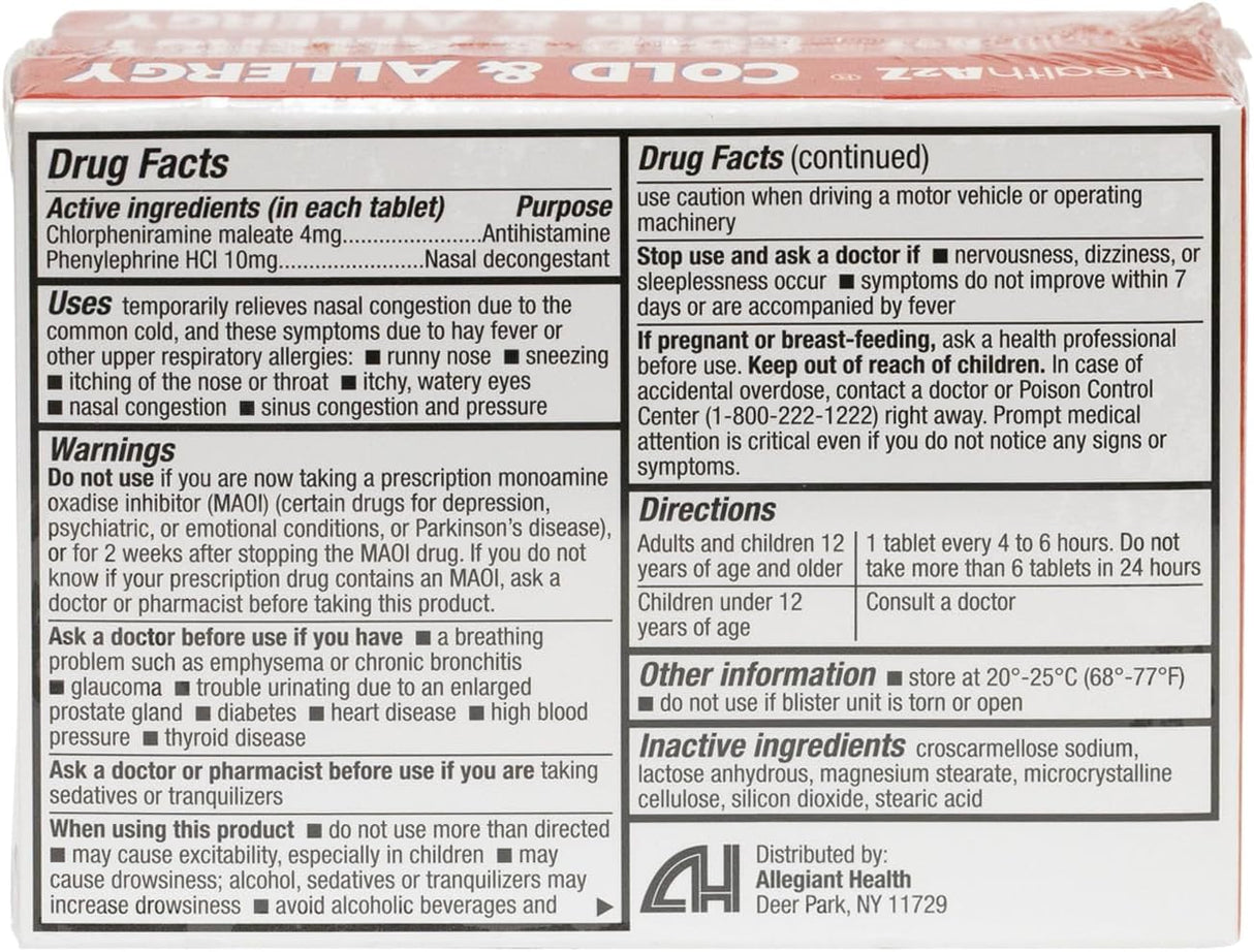 HealthA2Z Gripe y alergia, 24x3, 72 comprimidos