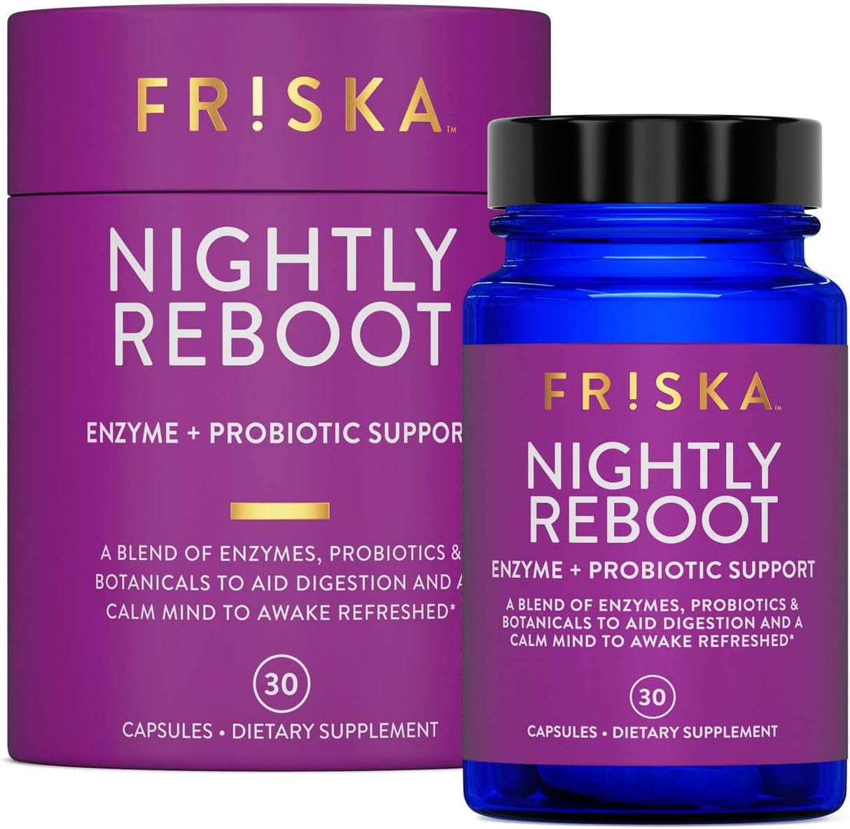 Suplemento Enzimas y Probióticos FRISKA, Digestión y Sueño, 30 Caps