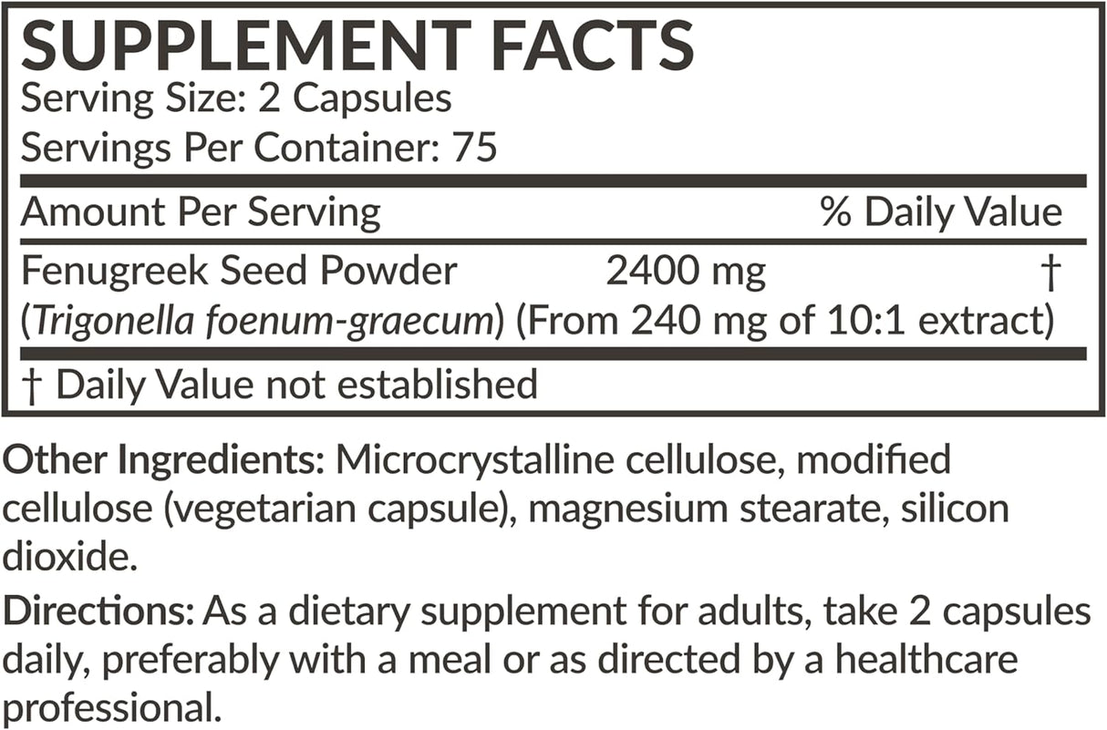 Fenogreco Extra Strength 2400 mg, 150 cápsulas vegetarianas sin OMG